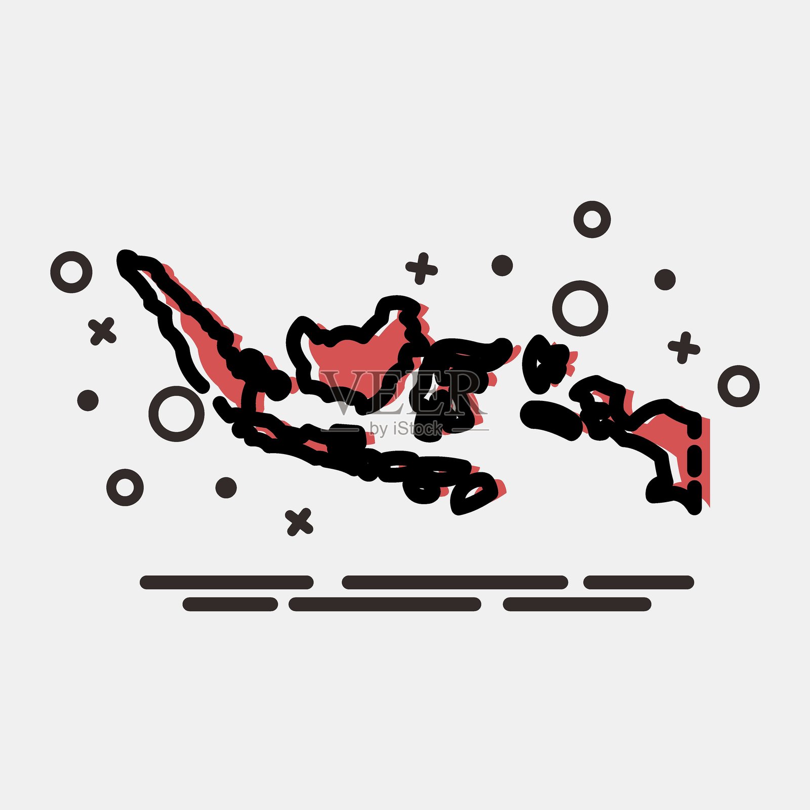 印尼地图图标。印尼独立日庆祝元素。MBE风格的图标。适合印刷、海报等。插画图片素材