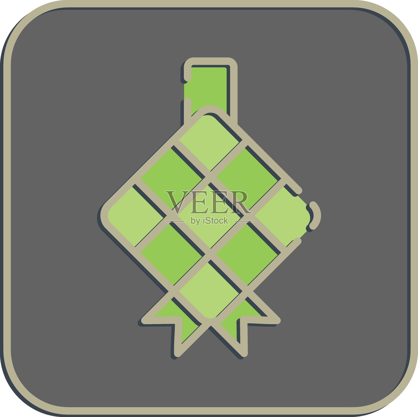 凯图帕图标。伊斯兰教的拉马丹、开斋节和古尔班节元素。浮雕风格的图标。适合用于印刷、海报、标志、装饰、贺卡等。插画图片素材