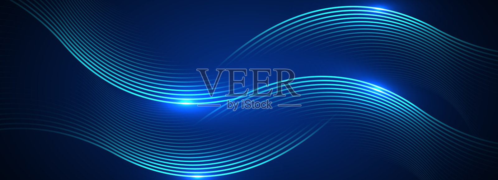 抽象蓝色现代背景，动态几何形状。插画图片素材