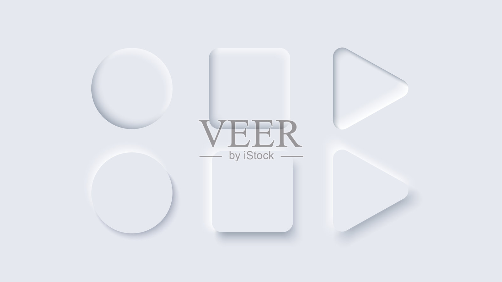 3D矢量按钮的拟态设计。插画图片素材