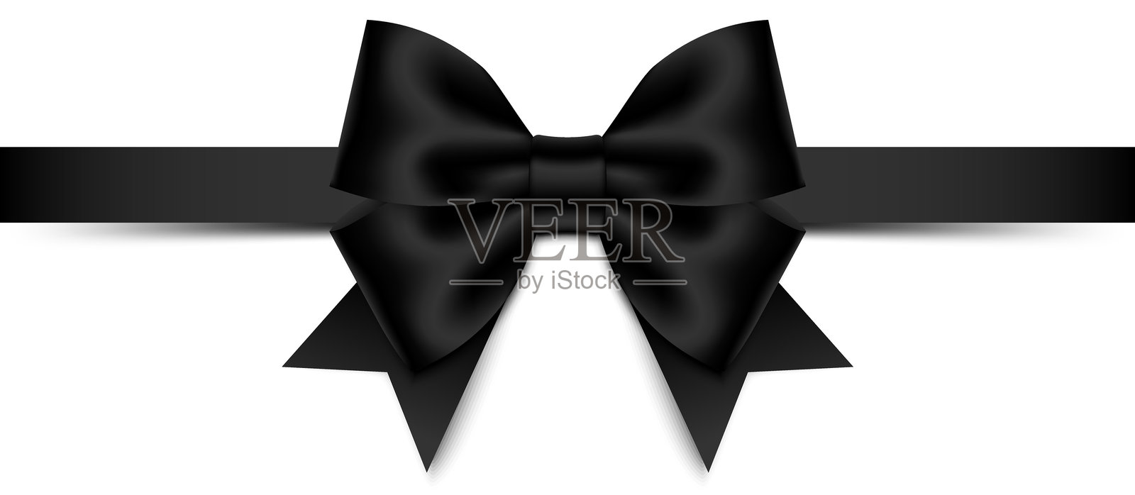 黑色丝带蝴蝶结。矢量插图。插画图片素材