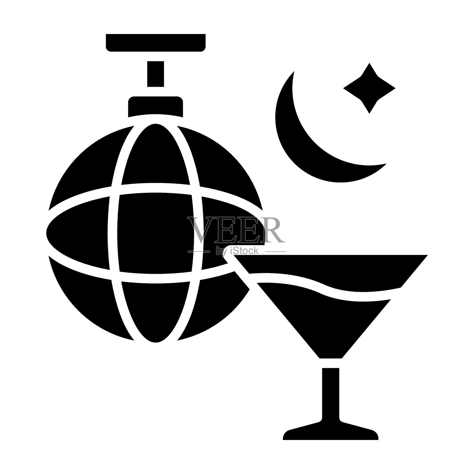 夜生活图标风格插画图片素材