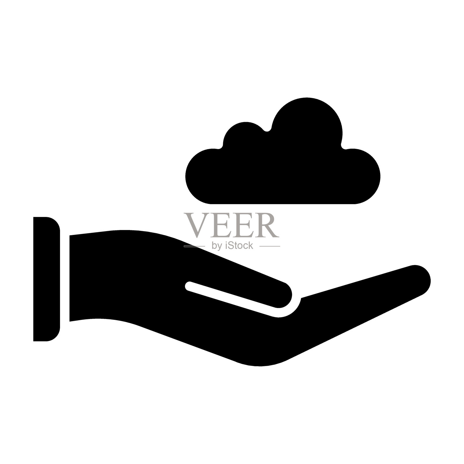 手中云朵图标风格插画图片素材