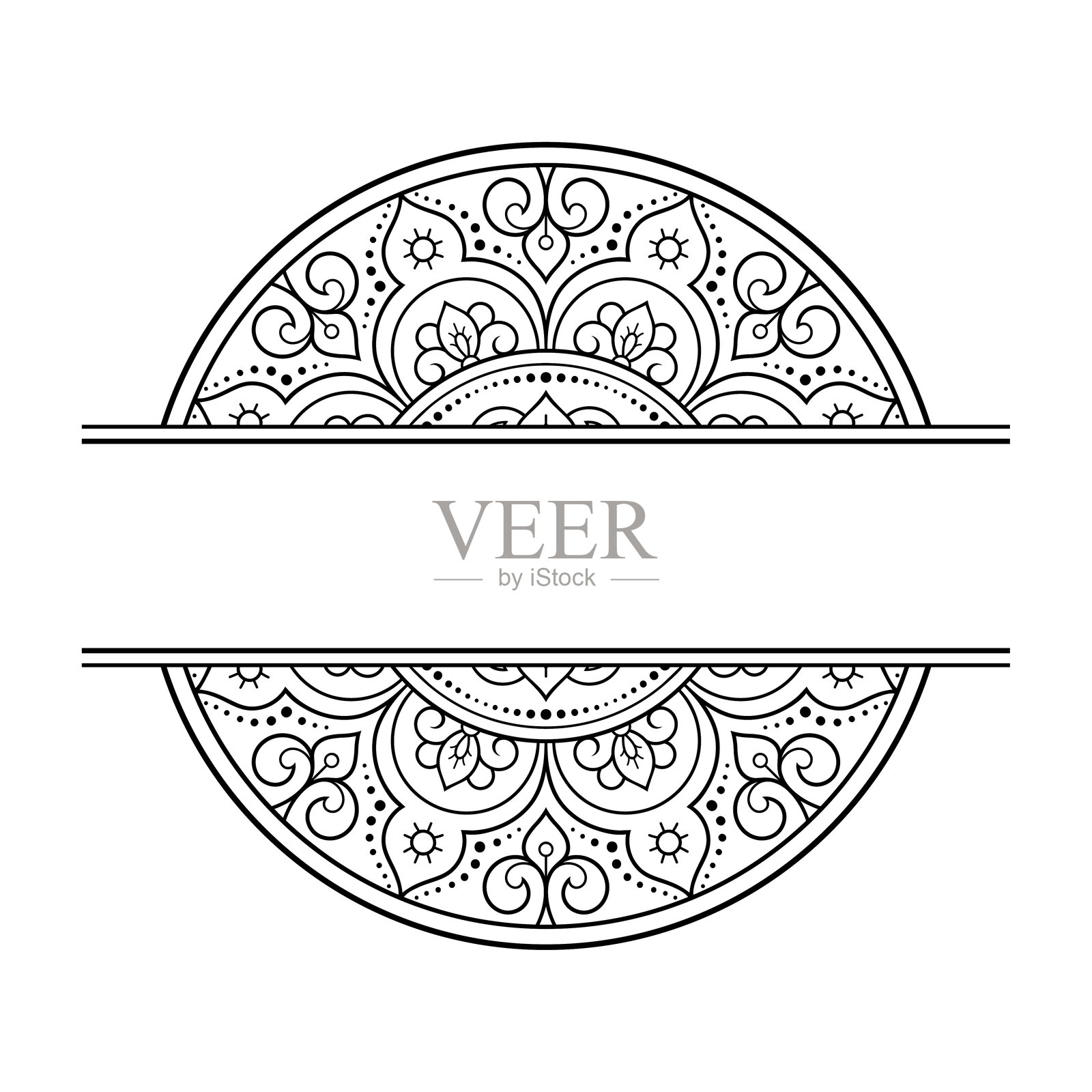 东方式框架。装饰性图案采用亨娜纹身风格，适用于书籍、笔记本、盒子、杂志、明信片和文件夹的封面装饰。梅赫迪风格的花卉边框。插画图片素材