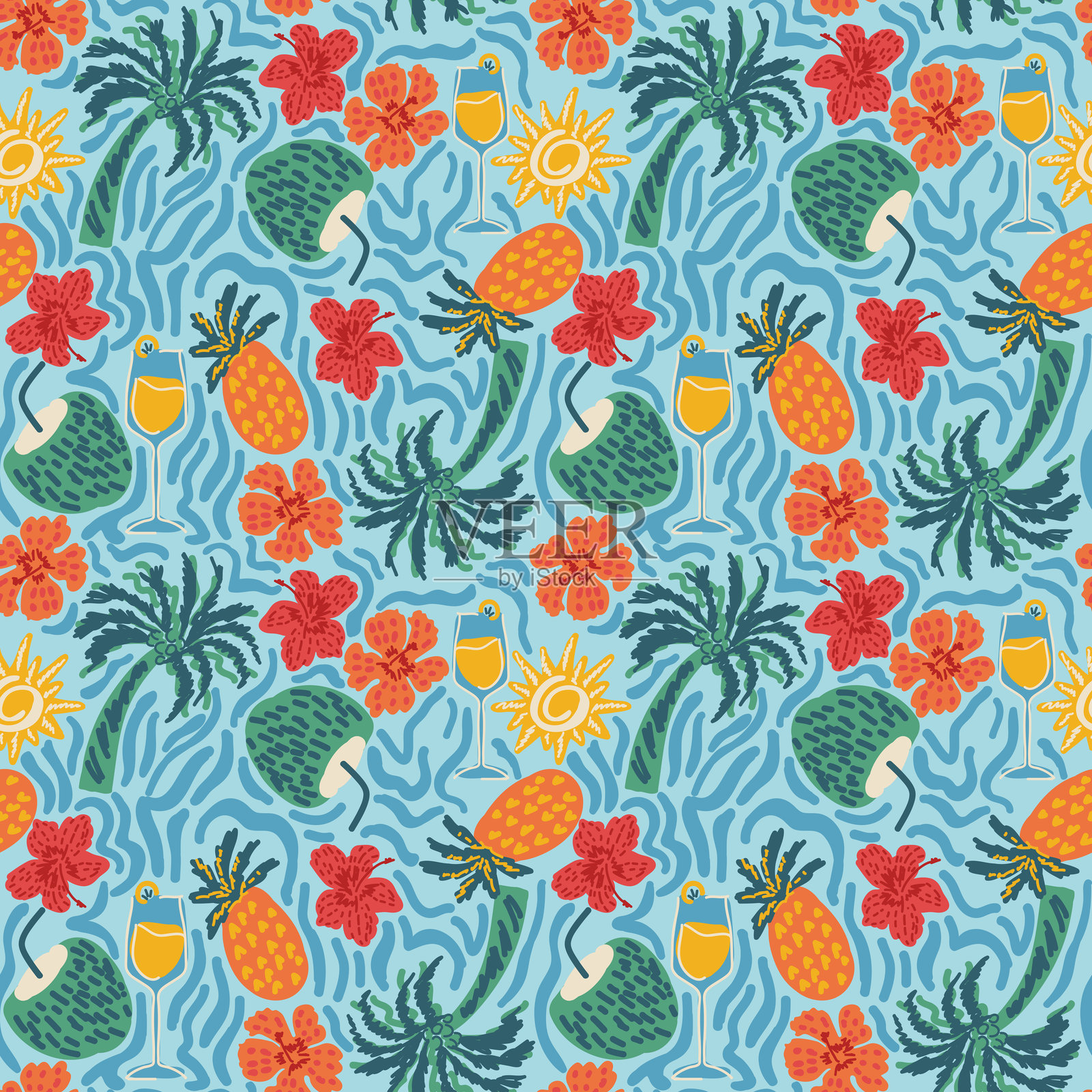 无缝夏威夷乐趣图案插画图片素材