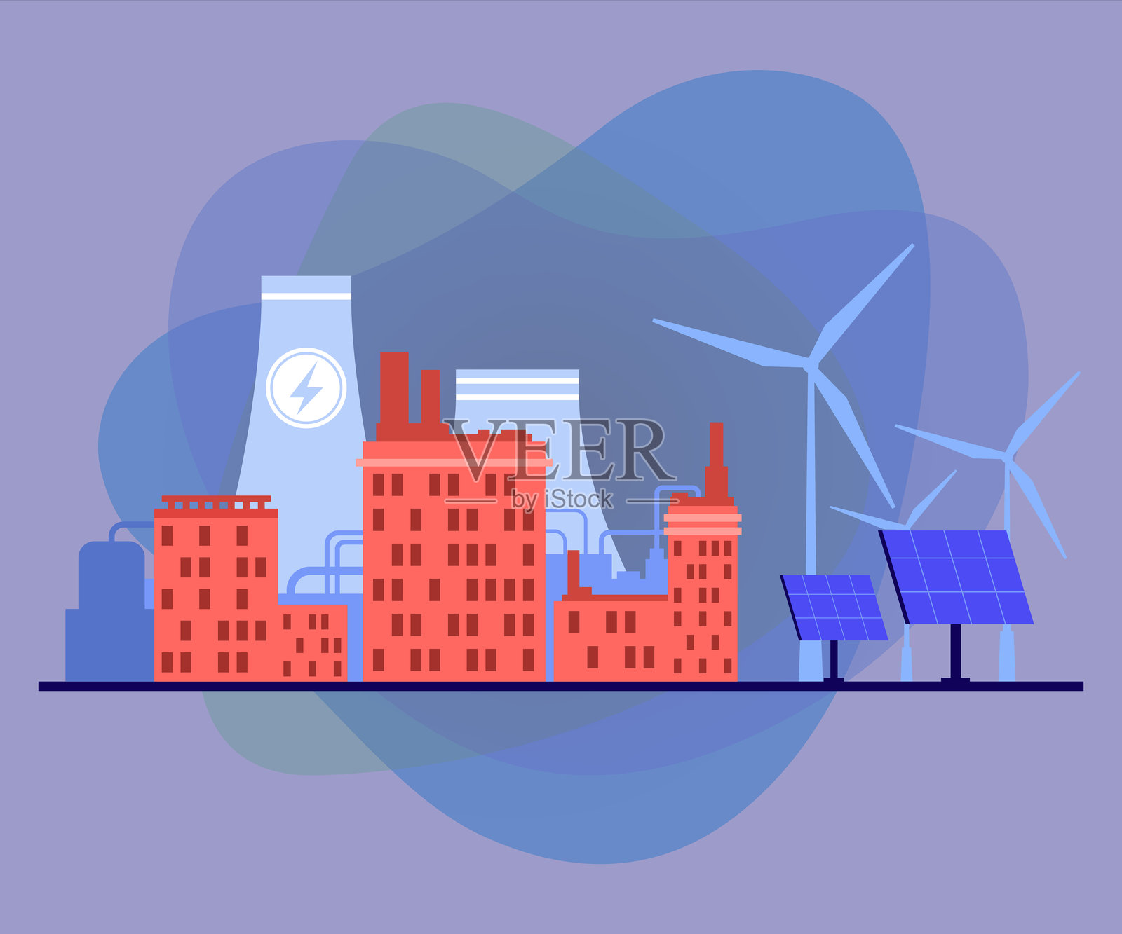 可再生能源中心矢量插图插画图片素材