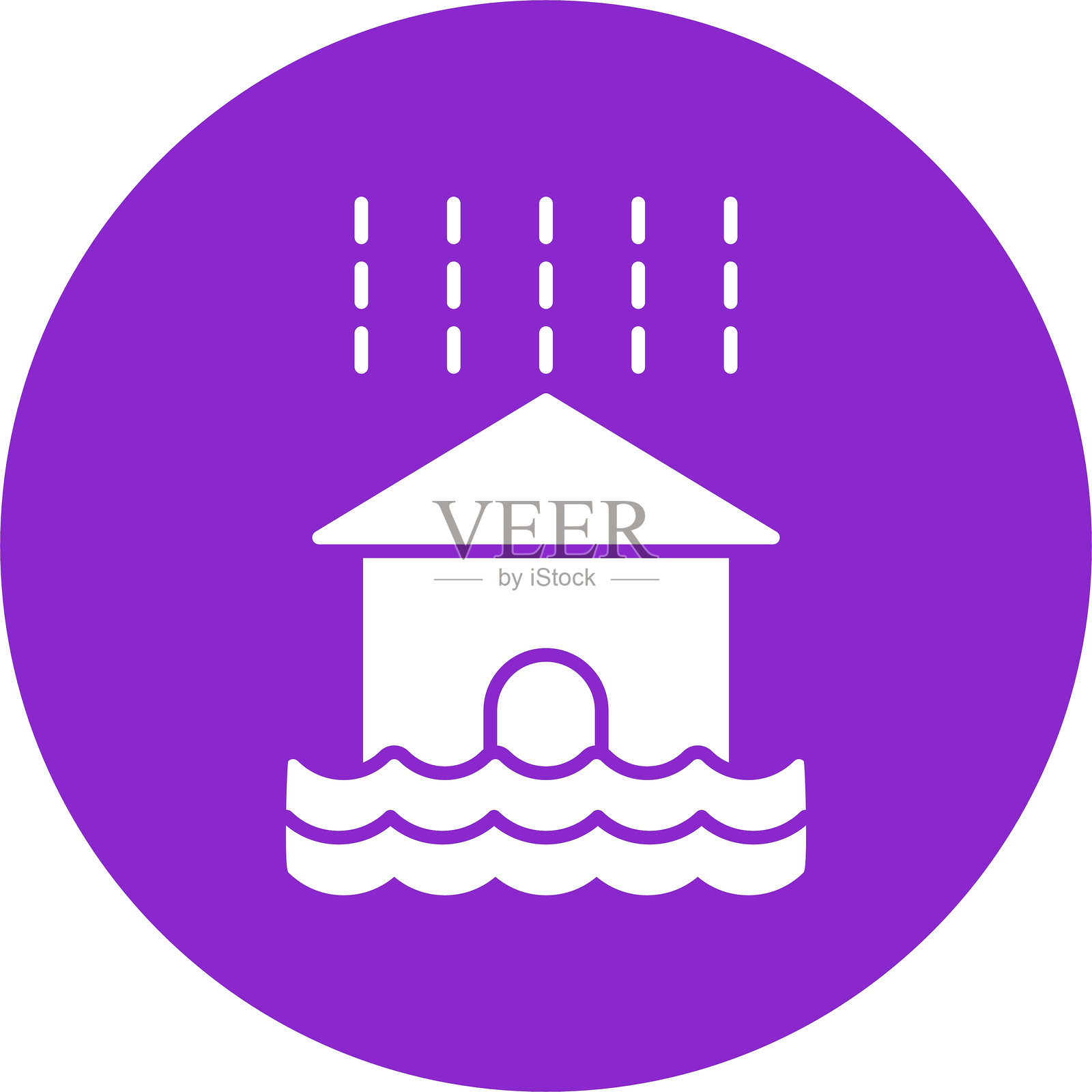 洪水图标圆形符号插画图片素材