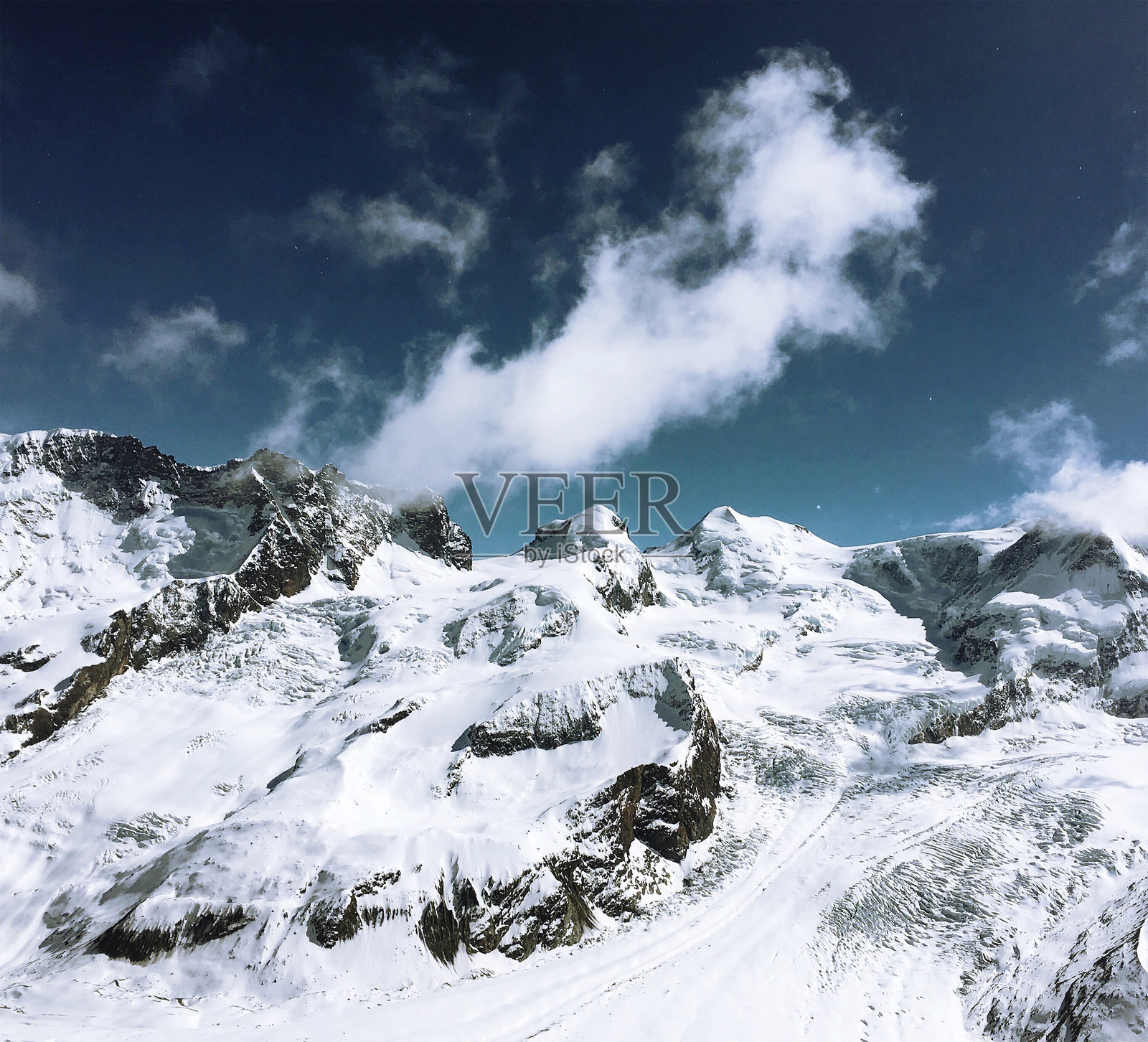 美丽的冬季自然风光照片，雪山巅峰，雪白的山景照片摄影图片
