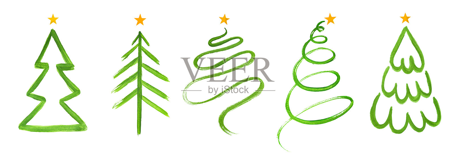 水彩画的圣诞树合集照片摄影图片