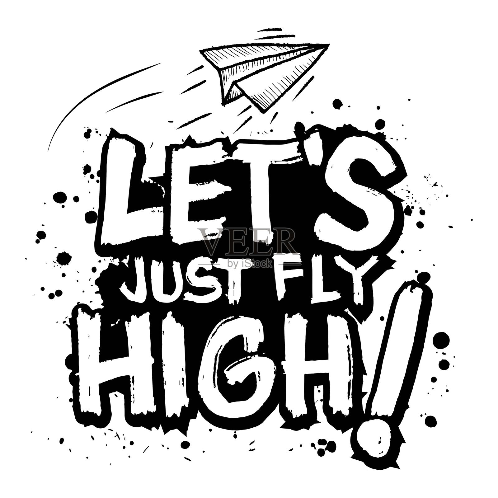 让我们高飞。励志名言。手绘字母。矢量插图。插画图片素材