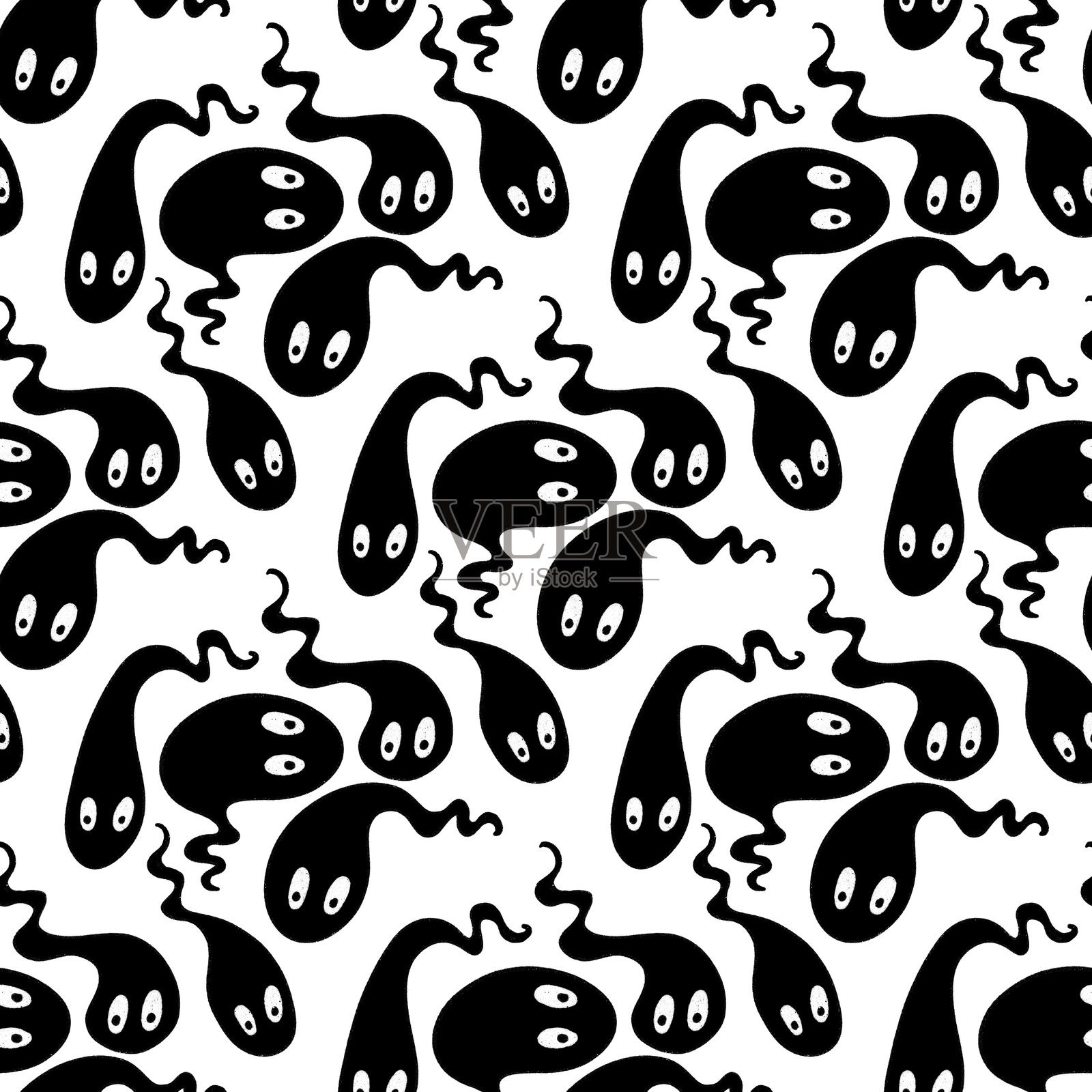 万圣节鬼魂无缝图案，适用于面料、纺织品和包装照片摄影图片