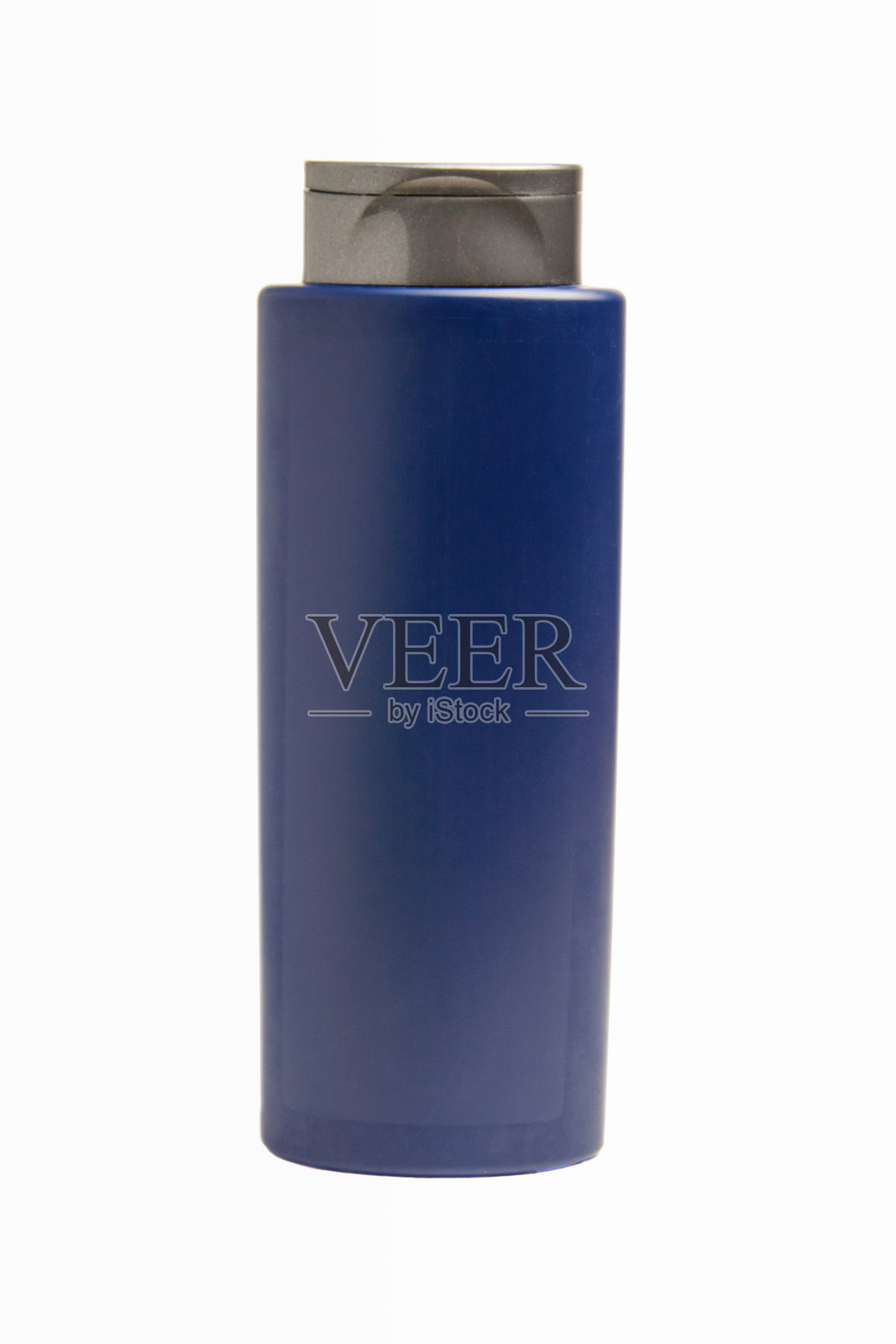 蓝色塑料瓶中的男士洗发水，背景为白色照片摄影图片