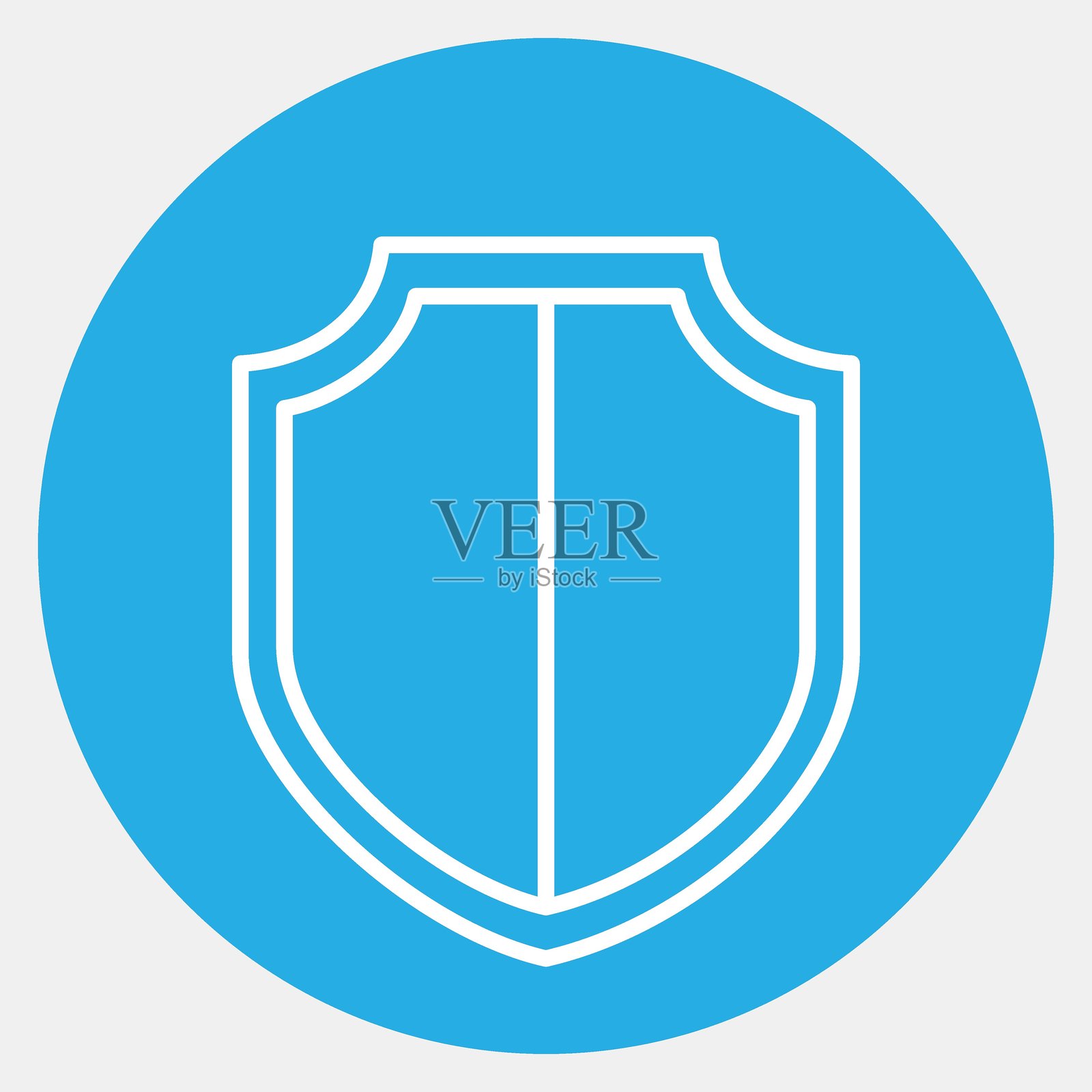 图标盾牌。电子竞技游戏元素。蓝色圆形风格的图标。适合印刷、海报、标志、广告、信息图等。插画图片素材