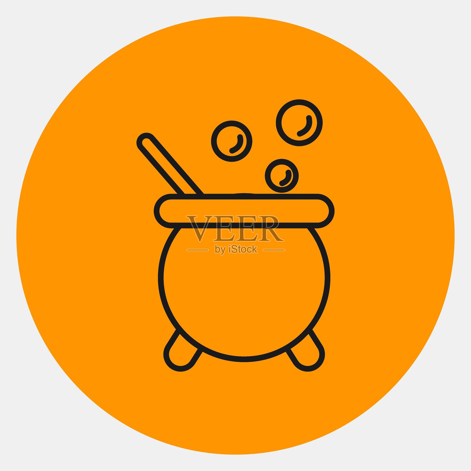 巫师锅图标。橙色风格的图标。适合用于印刷、海报、传单、派对装饰、贺卡等。插画图片素材