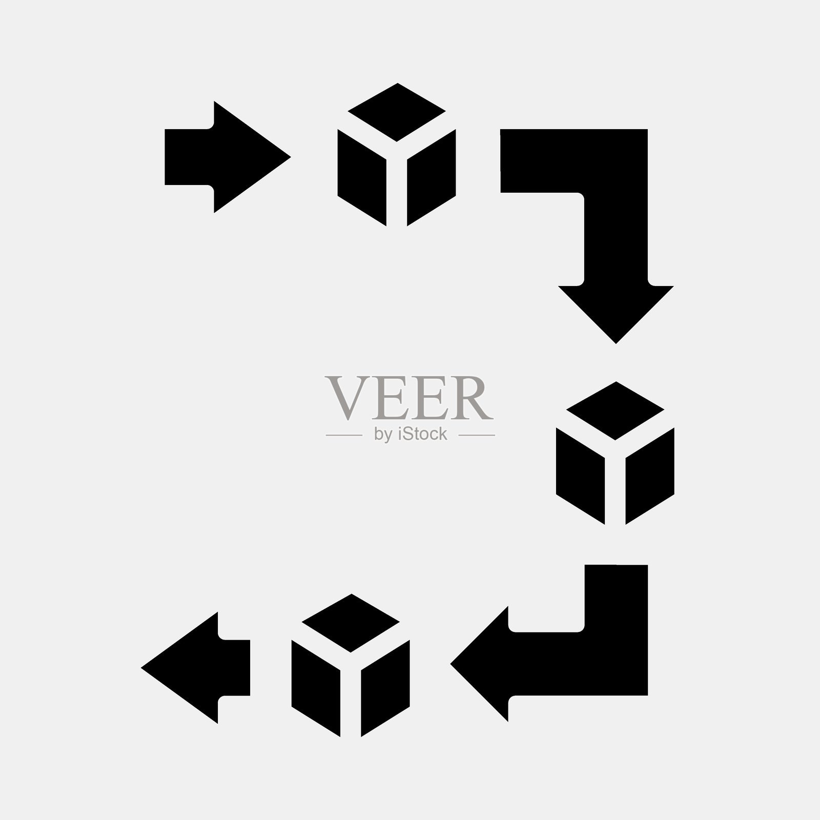 图标使用先进先出（FIFO）系统。包装符号元素。图标采用图形风格。适合用于印刷、海报、标志、产品包装、标识、探险等。插画图片素材