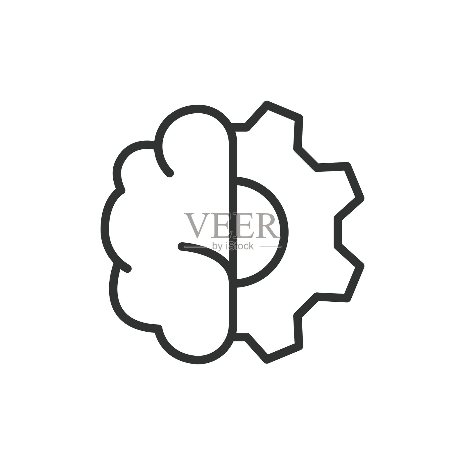 工程师思维图标，线条设计。工程师、思维、逻辑、创新、设计、问题解决、分析，白色背景上的矢量图。可编辑的工程师思维图标。插画图片素材