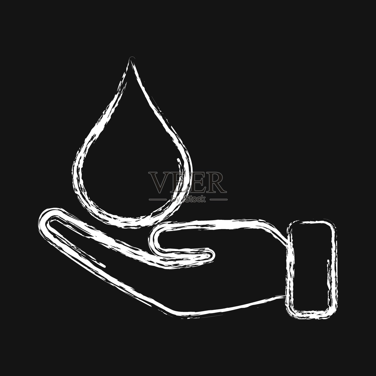 水资源保护图标。生态与环境元素。粉笔风格的图标。适合用于印刷品、海报、标志、信息图表等。插画图片素材