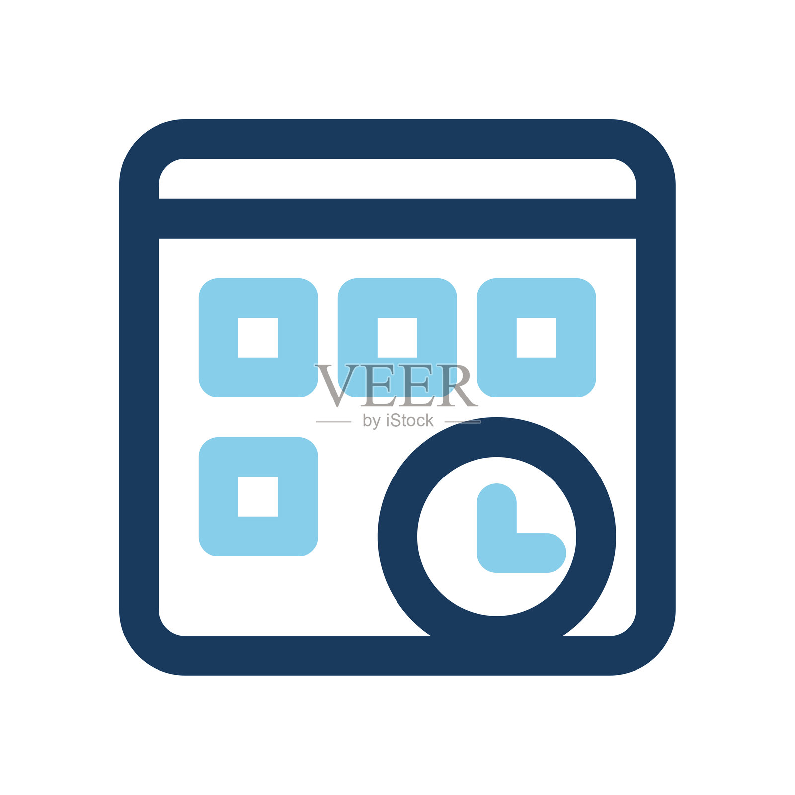 日程图标，彩色线条符号，表示时间、日历和日期。可用于网站、用户界面和移动应用程序。插画图片素材