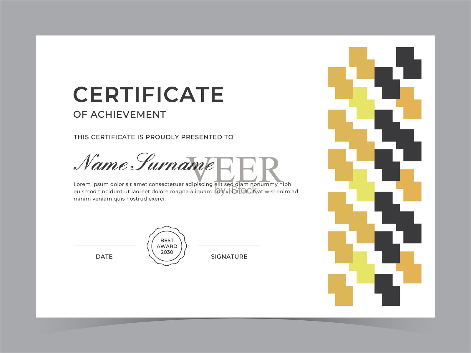 现代证书模板矢量设计。成就证书或文凭设计插画图片素材