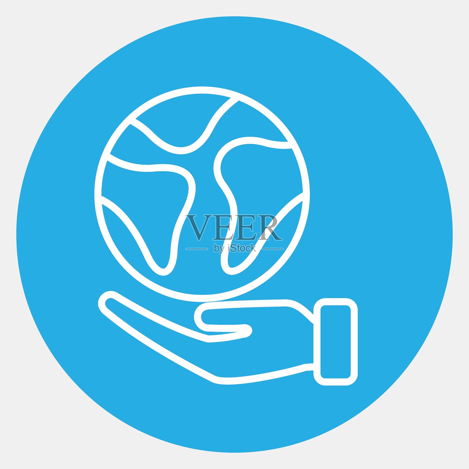 拯救地球图标。生态和环境元素。蓝色圆形风格的图标。适合印刷、海报、标志、信息图表等。插画图片素材