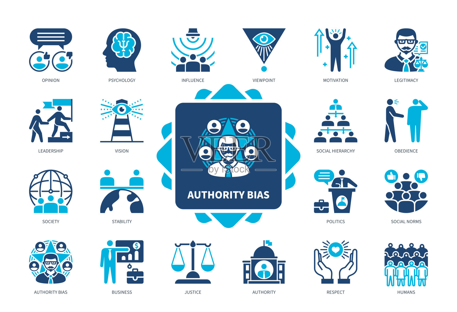 权威偏见实心图标集插画图片素材