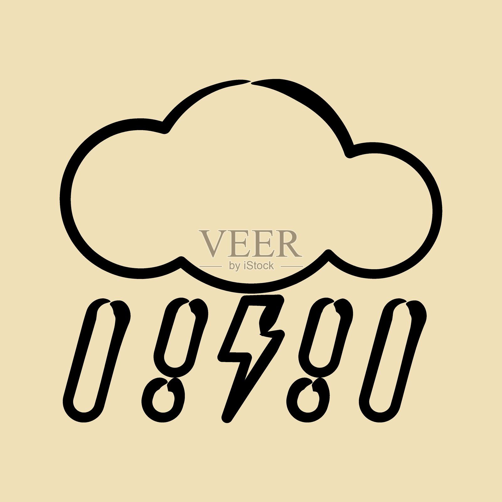 图标雷暴。天气元素符号。手绘风格的图标。适合用于印刷、网页、智能手机应用、海报、信息图表、标志、标识等。插画图片素材