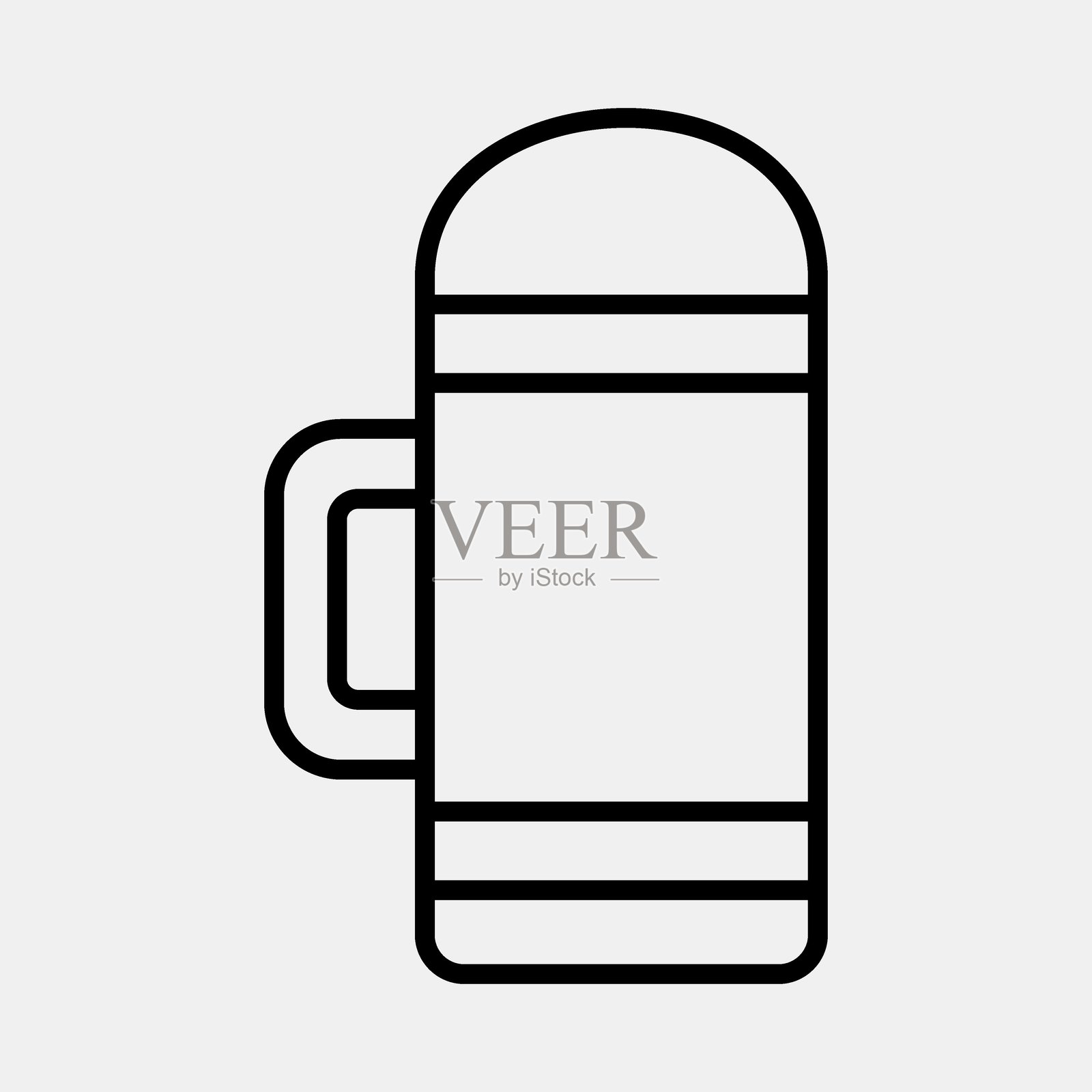 图标保温瓶。露营和冒险元素。线条风格的图标。适合用于印刷品、海报、标志、广告、信息图表等。插画图片素材