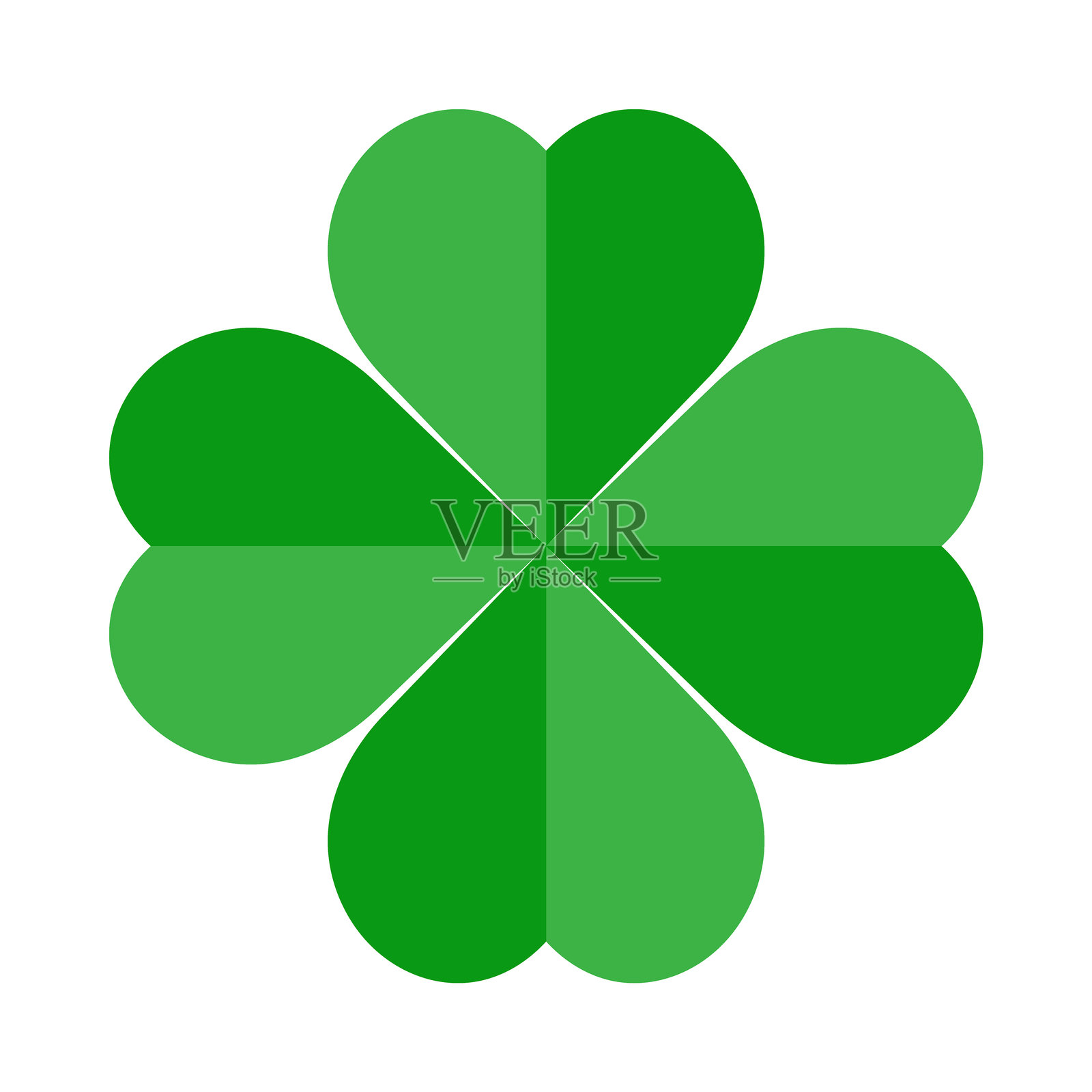 四叶草图标。祝圣帕特里克节快乐。孤立背景上的四叶草。适用于应用程序和网站的好运四叶草扁平图标。插画图片素材