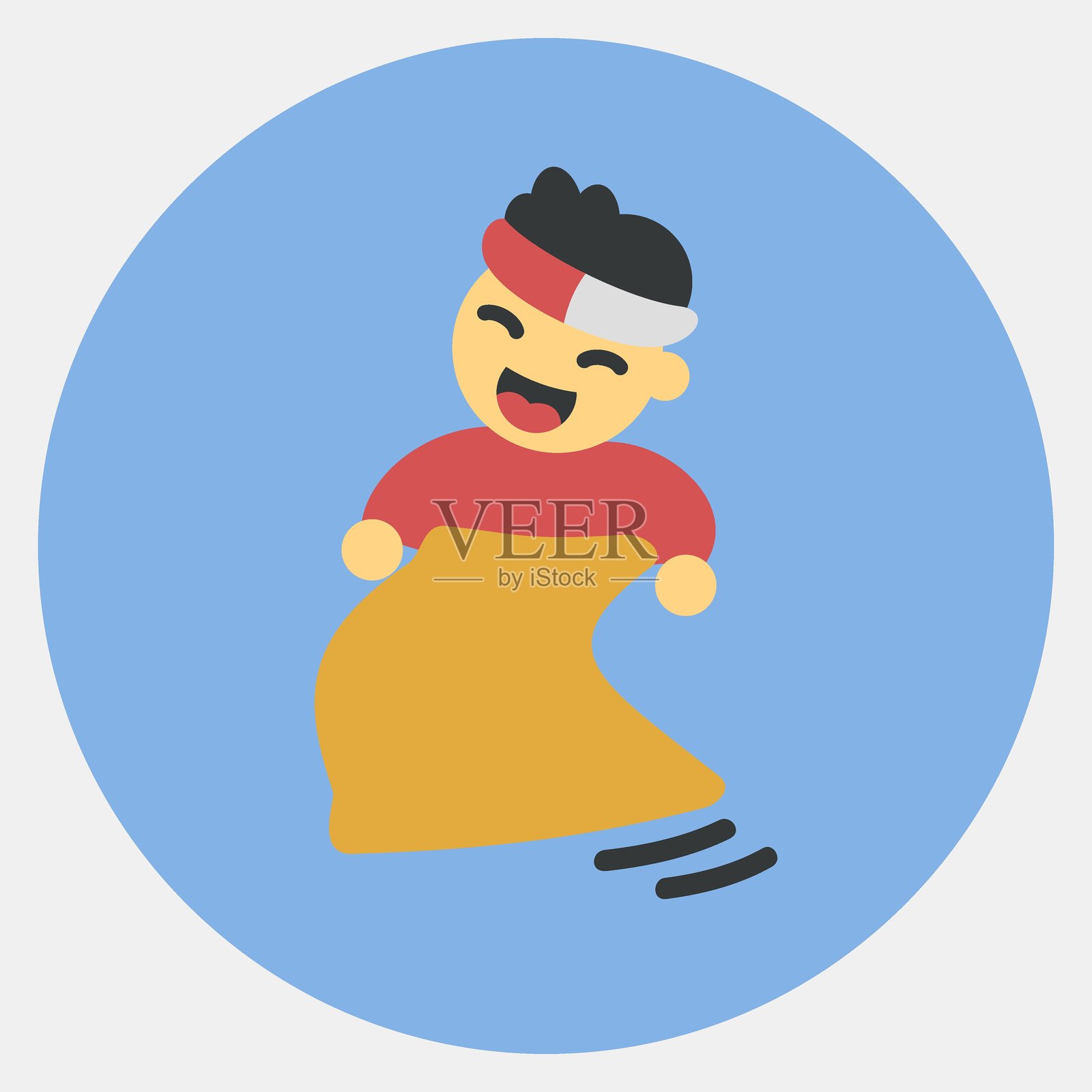 袋鼠赛跑图标。印度尼西亚独立日庆祝元素。彩色哑光风格的图标。适合印刷、海报等用途。插画图片素材