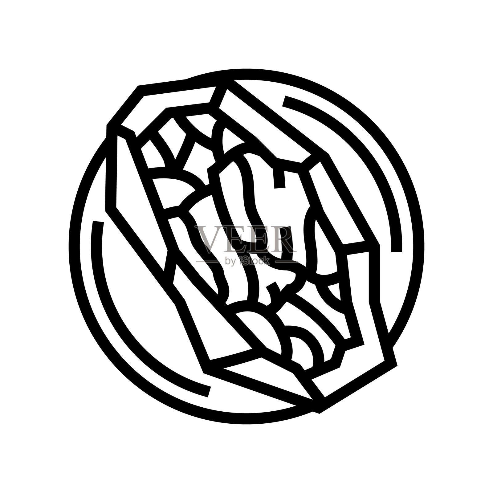 鱼用纸包烹饪的线条图标插图插画图片素材