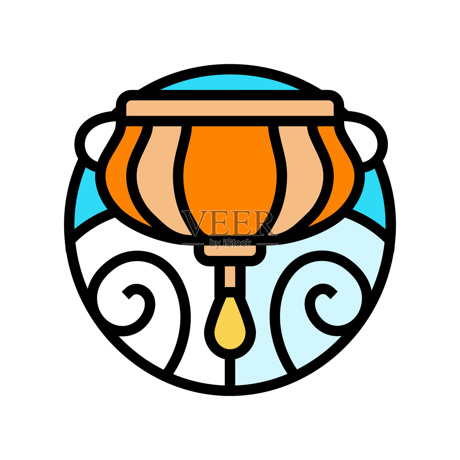 阿育吠陀的希罗达拉颜色图标矢量插图插画图片素材