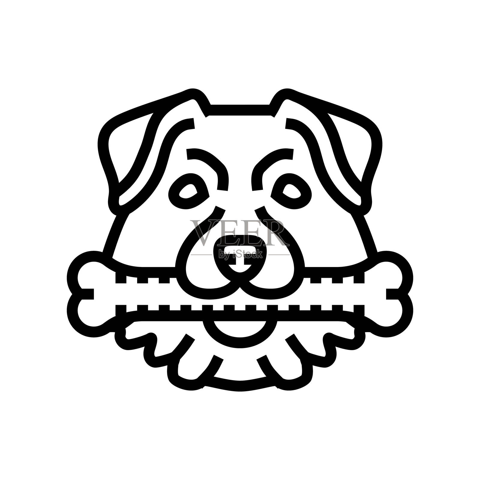 狗狗玩具骨头线条图标矢量插图插画图片素材