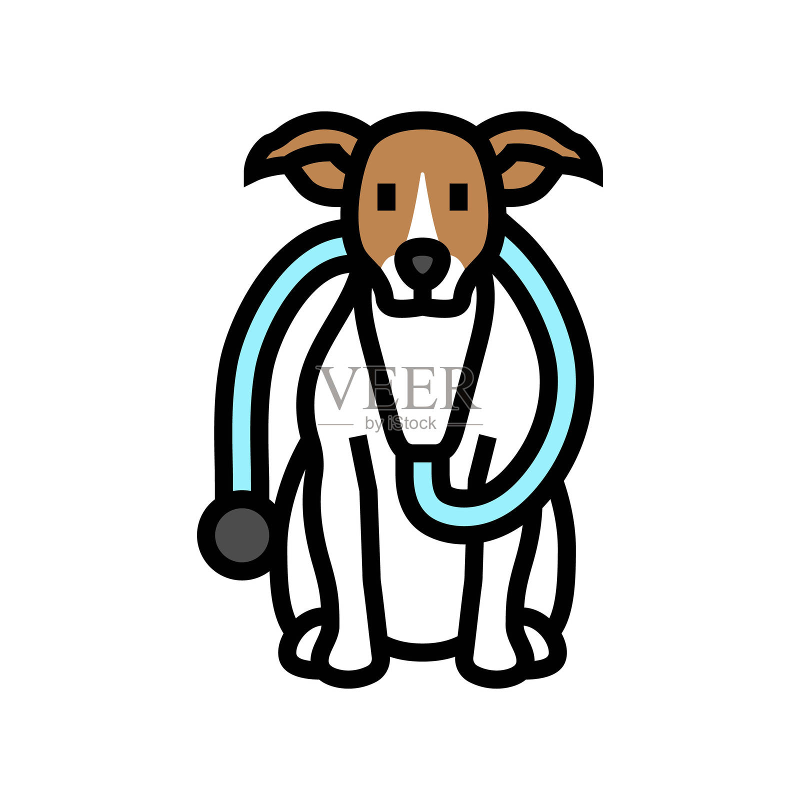 听诊器狗彩色图标插图插画图片素材