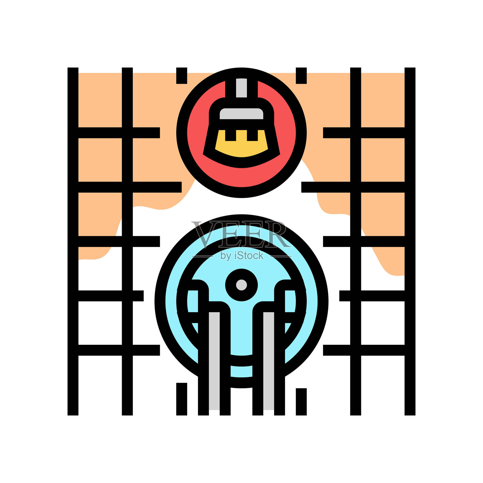 瓷砖缝隙清洁家庭维护彩色图标插图插画图片素材