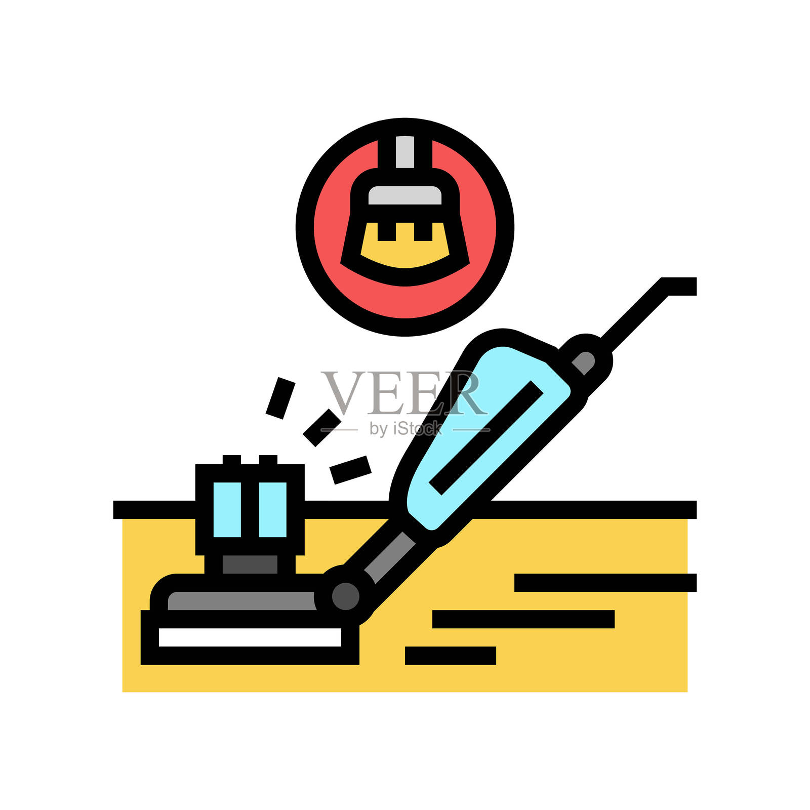 地板抛光家庭维护彩色图标插图插画图片素材