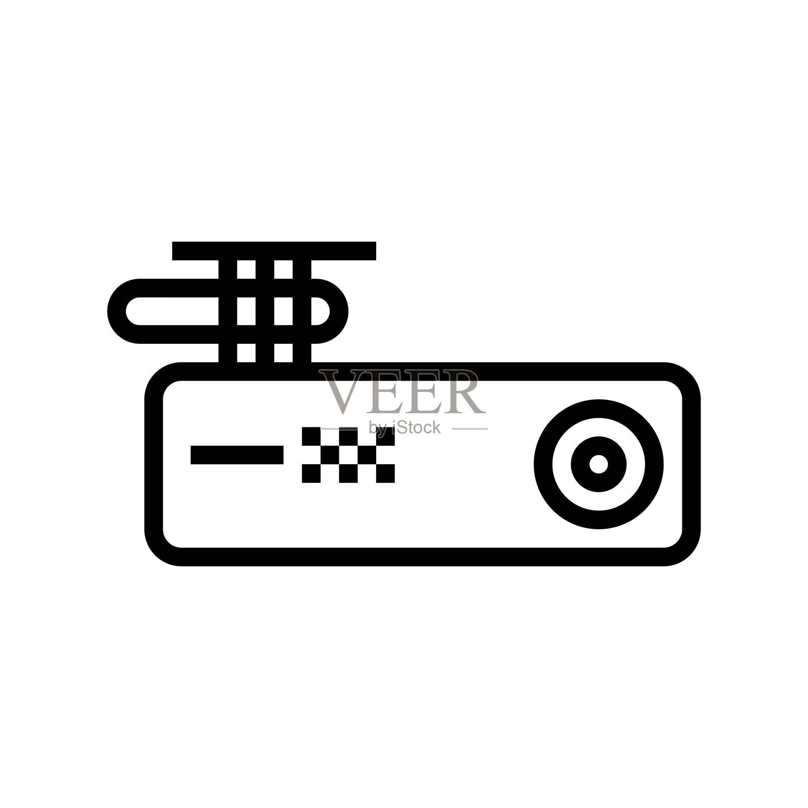 行车记录仪配件线条图标矢量插图插画图片素材