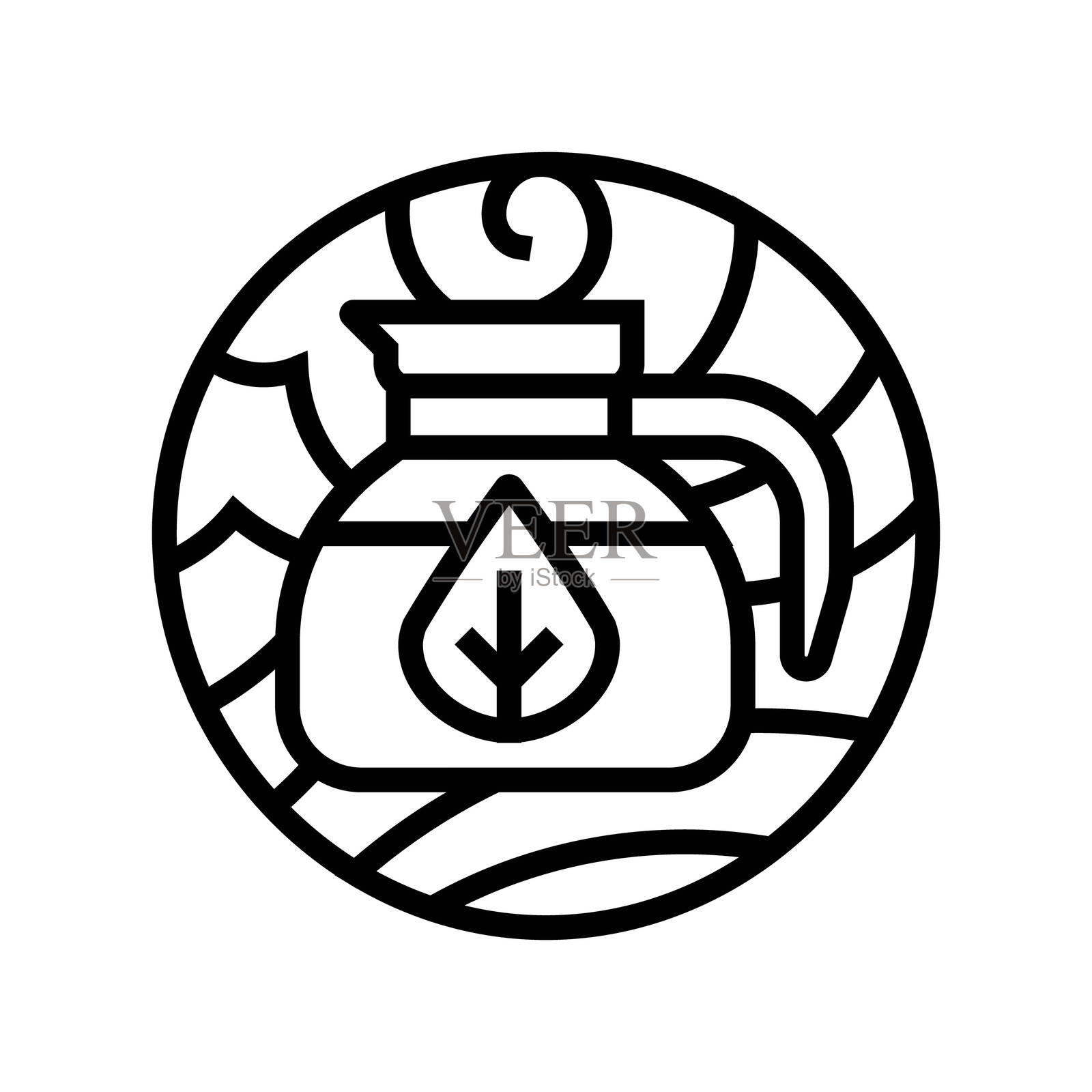 草药茶阿育吠陀线条图标插图插画图片素材