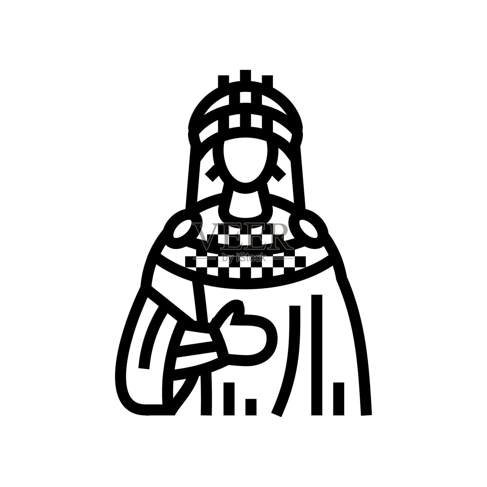 拜占庭女皇线条图标插图插画图片素材