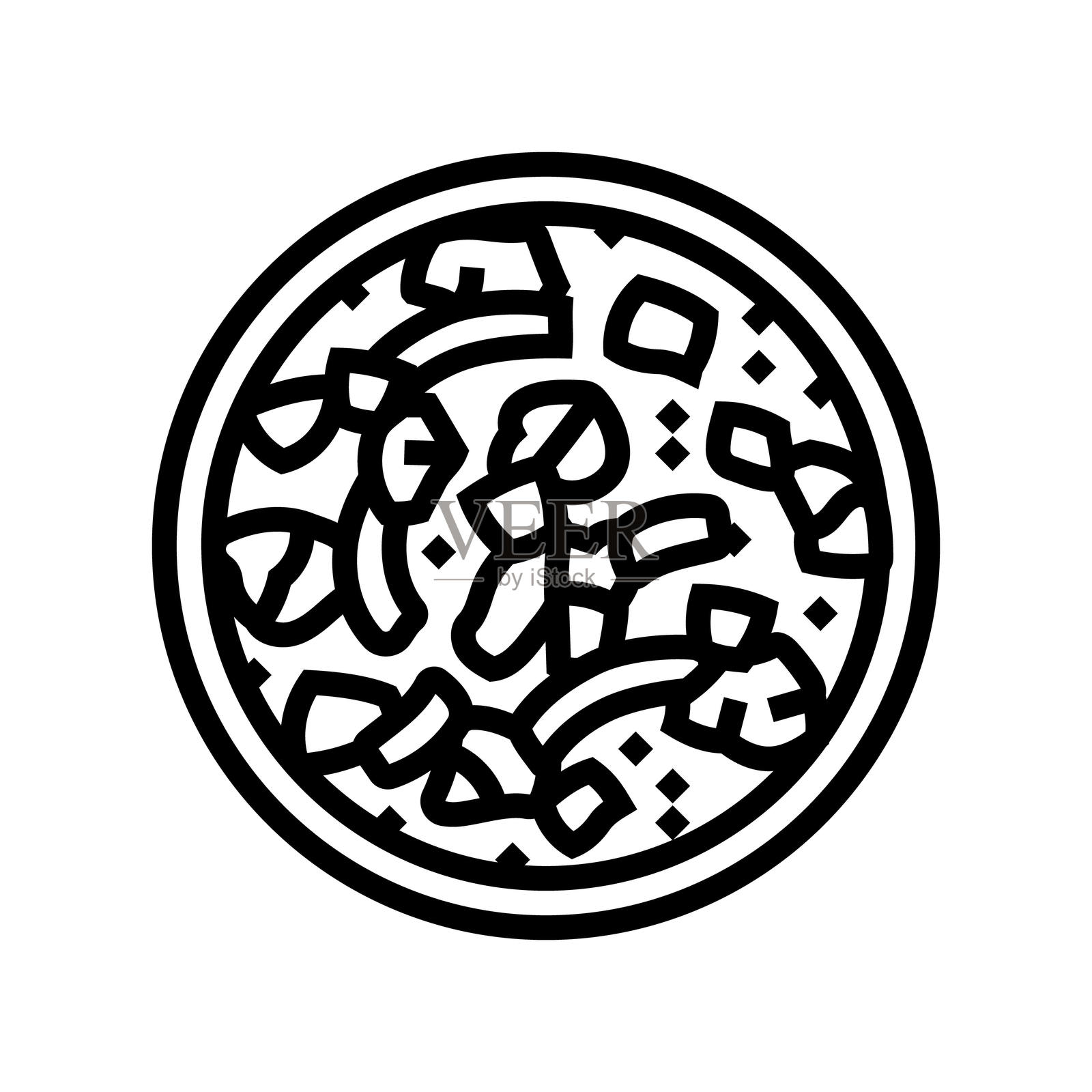 炖鱼线条图标插图插画图片素材