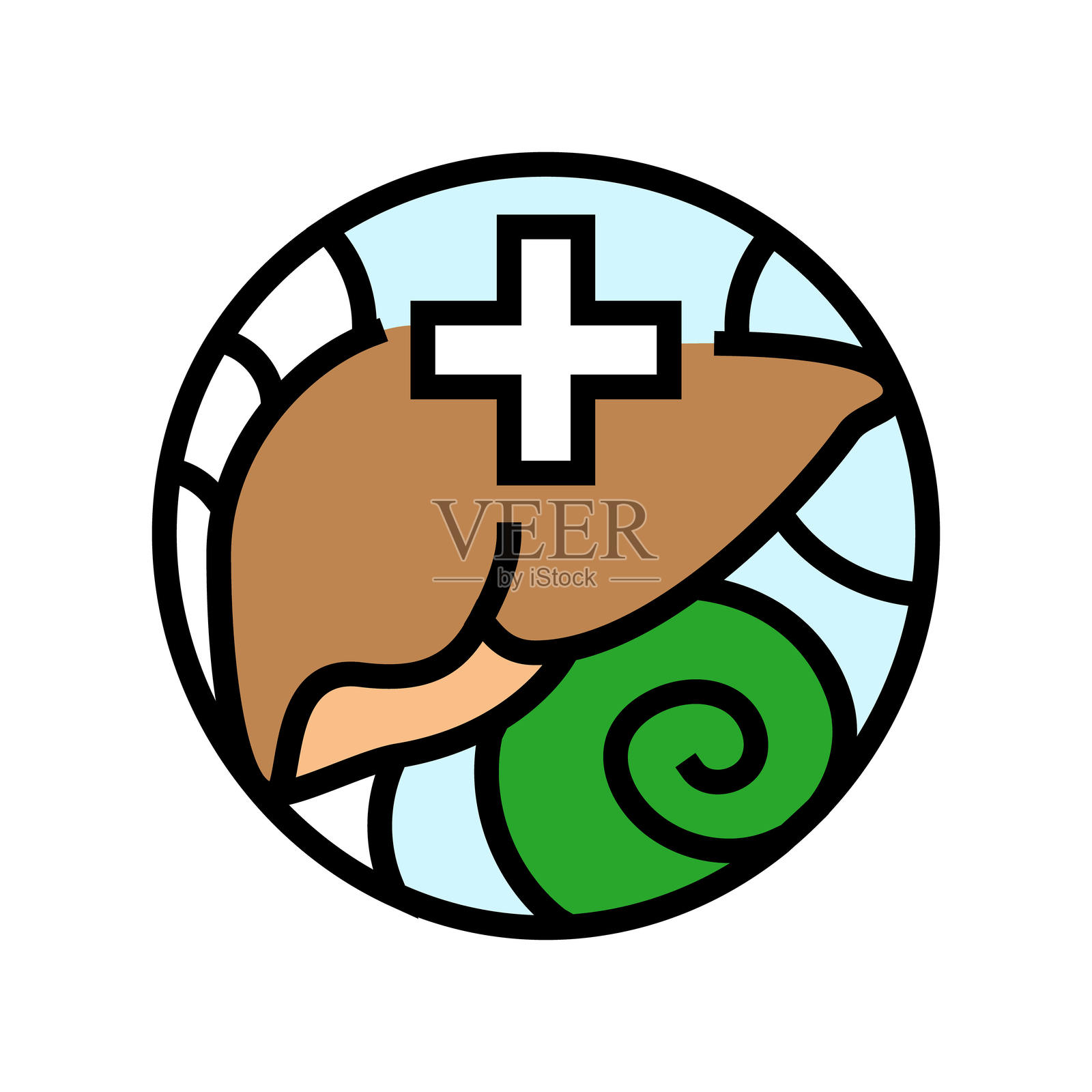 排毒的阿育吠陀彩色图标矢量插图插画图片素材