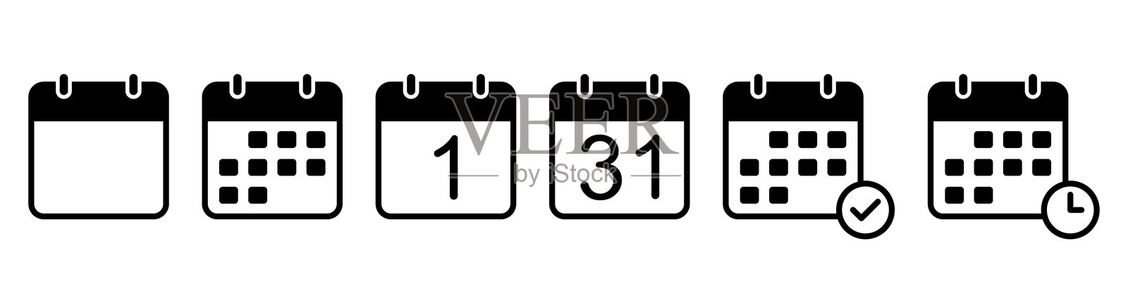 日历图标符号集简单设计插画图片素材