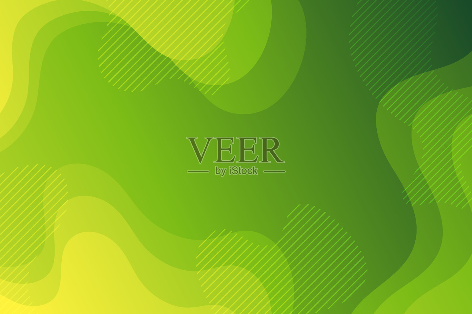 着陆页模板 - 流动的抽象设计与绿色渐变 - 时尚背景插画图片素材