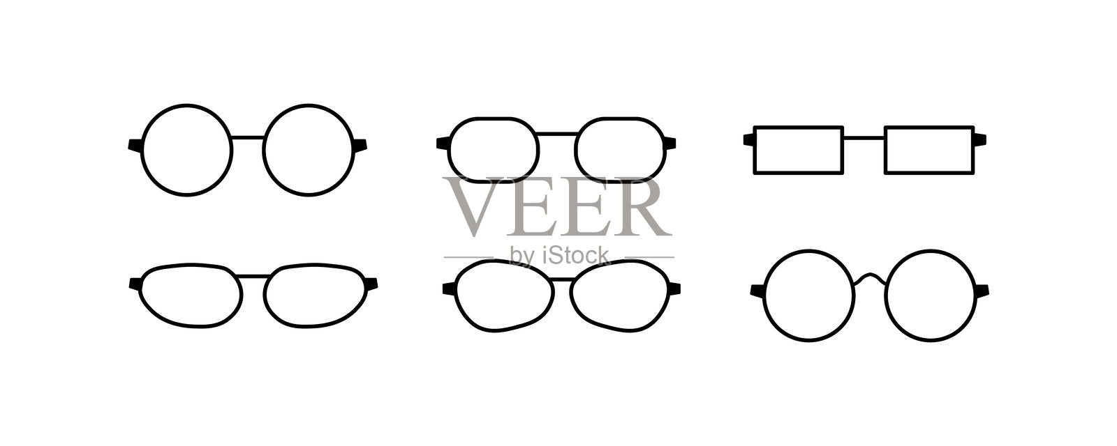 眼镜图标。轮廓，角色设计的点集。矢量图标插画图片素材