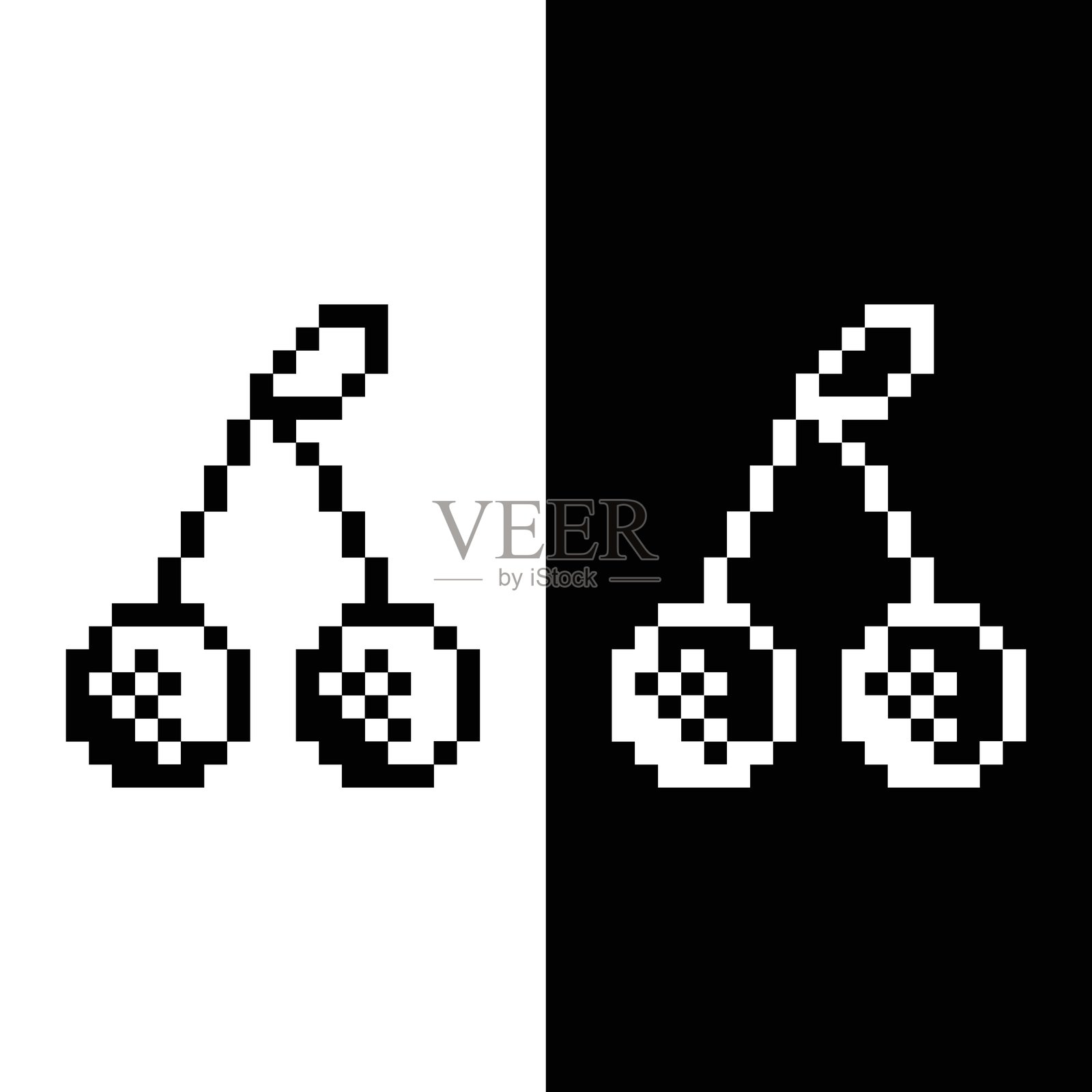 像素艺术樱桃图标。插画图片素材