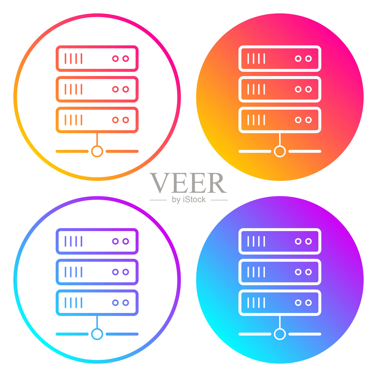 服务器。带有渐变色的圆形图标插画图片素材