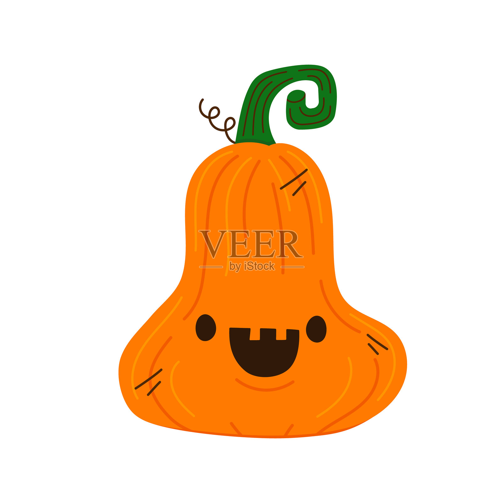 可爱的南瓜带有搞笑的面孔，背景为白色。适用于万圣节概念的矢量元素，可用于明信片、传单或横幅。插画图片素材