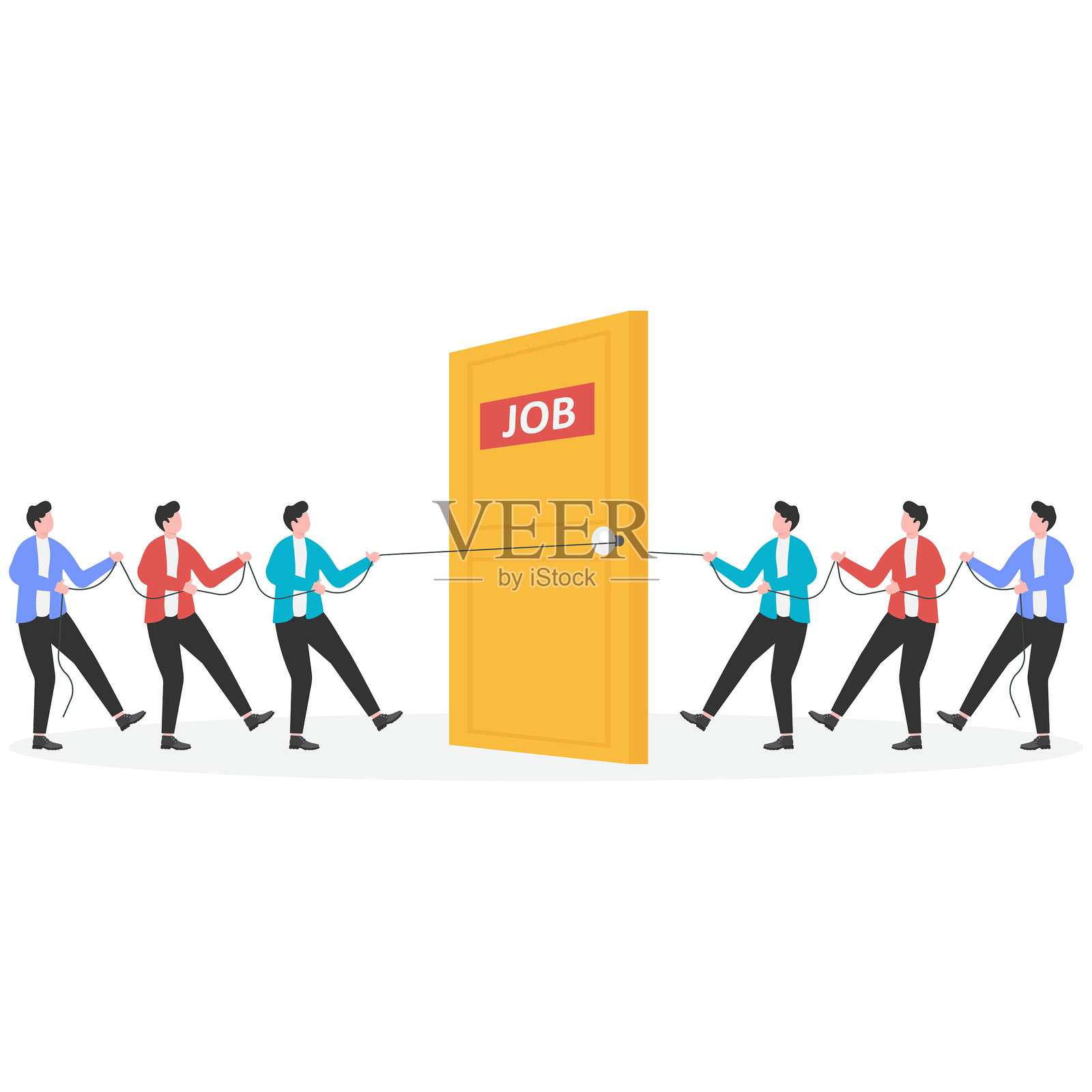 职业招聘与竞争，失业潮，激烈的就业竞争，插画图片素材