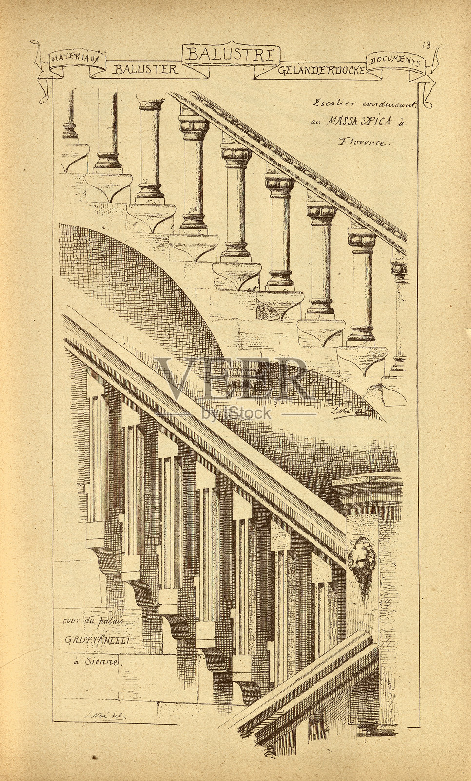 建筑栏杆，建筑历史，装饰与设计，艺术，法式，维多利亚风格，19世纪照片摄影图片