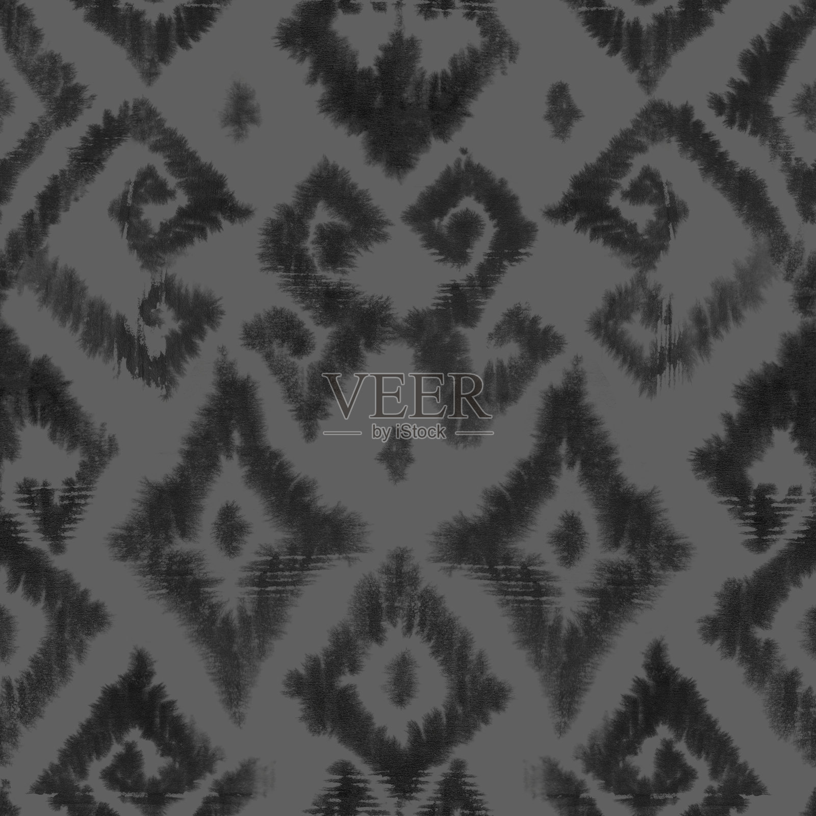 水彩波西米亚风格的伊卡特华丽无缝图案照片摄影图片