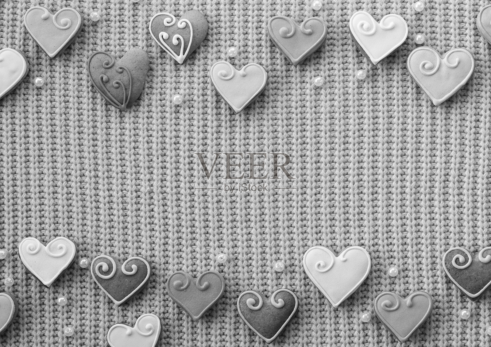 心形饼干。宽幅画面。情人节概念照片摄影图片